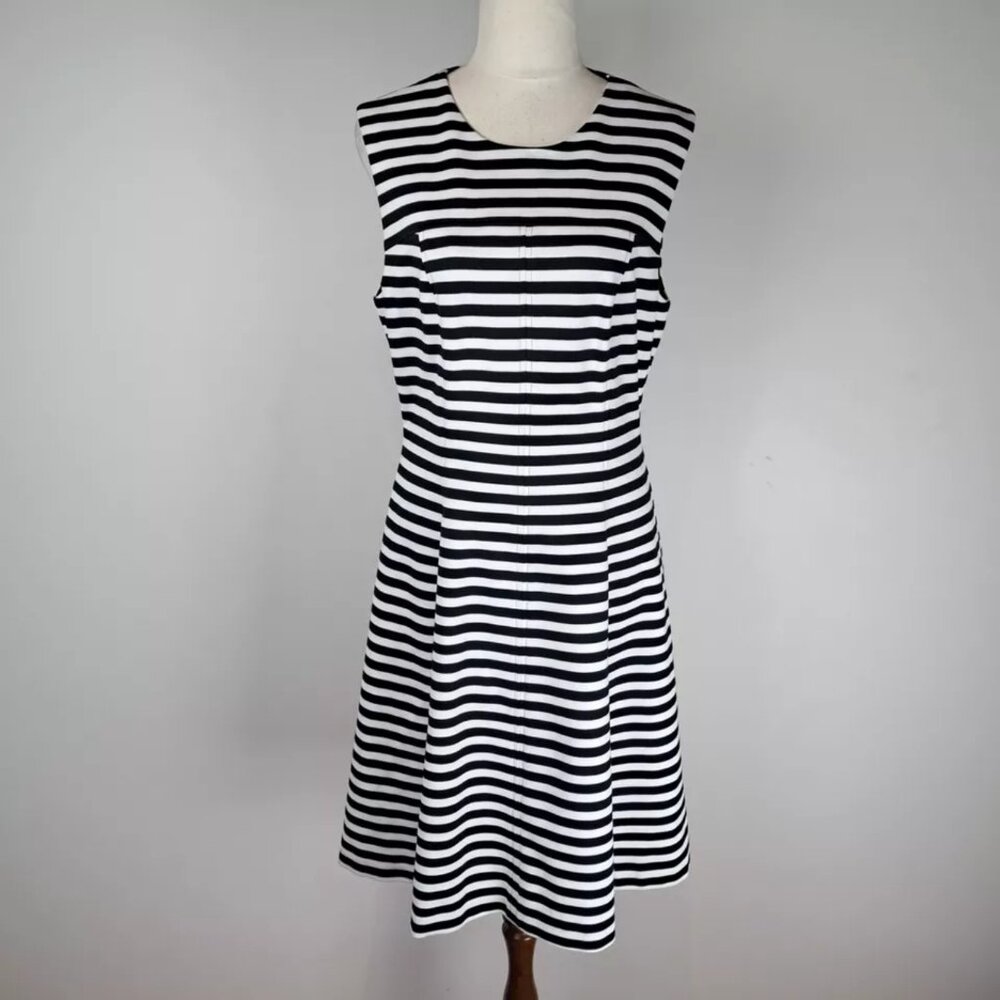 David Lawrence Womens Dress Size 12 Black White Striped